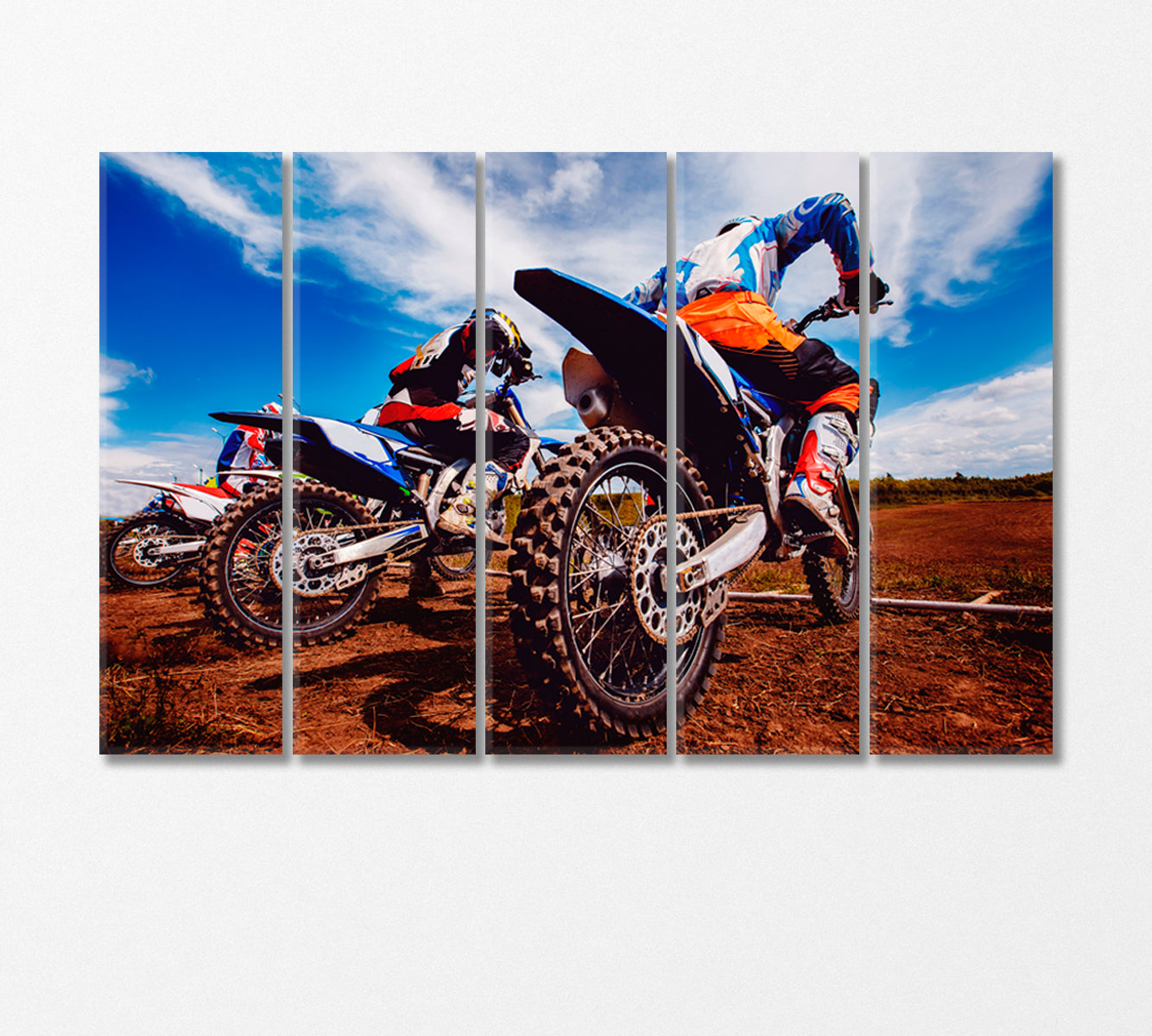 Bikers at Start Before Motocross Canvas Print-Canvas Print-CetArt-5 Panels-36x24 inches-CetArt