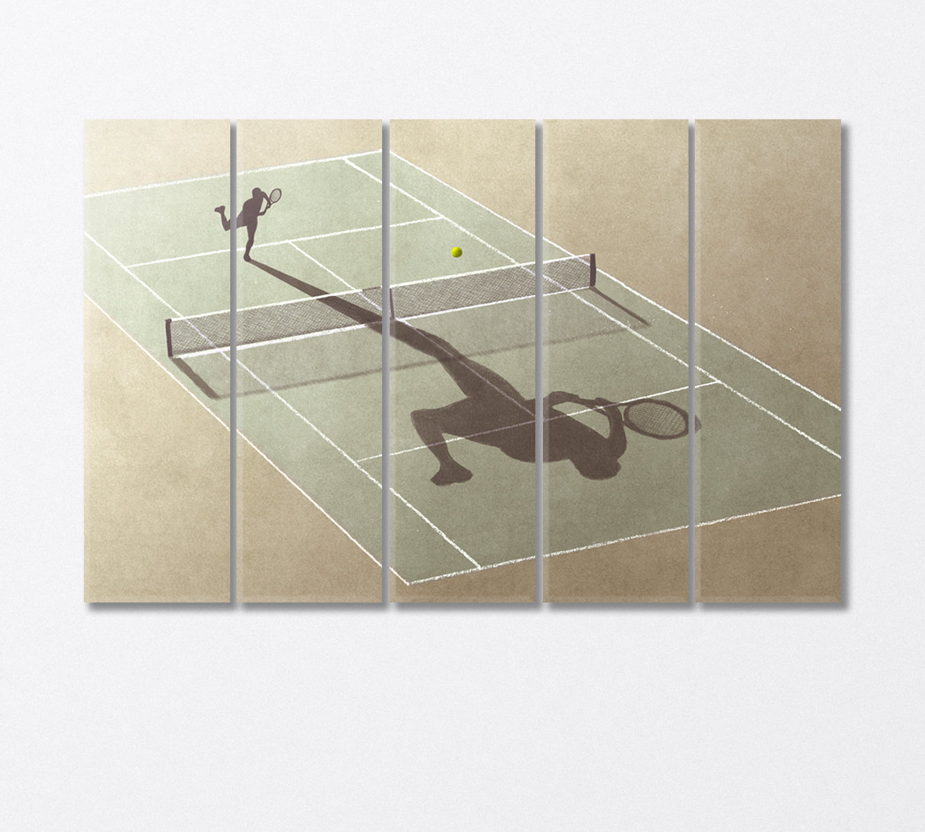 Tennis Player's Shadow Canvas Print-Canvas Print-CetArt-5 Panels-36x24 inches-CetArt