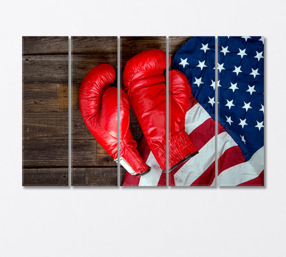 Boxing Gloves and American Flag Canvas Print-Canvas Print-CetArt-5 Panels-36x24 inches-CetArt