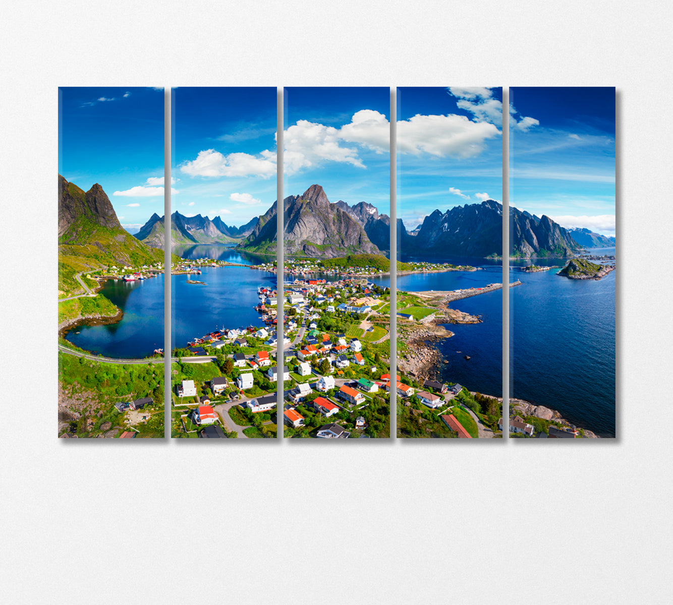 Reine Village in Lofoten Norway Canvas Print-Canvas Print-CetArt-5 Panels-36x24 inches-CetArt