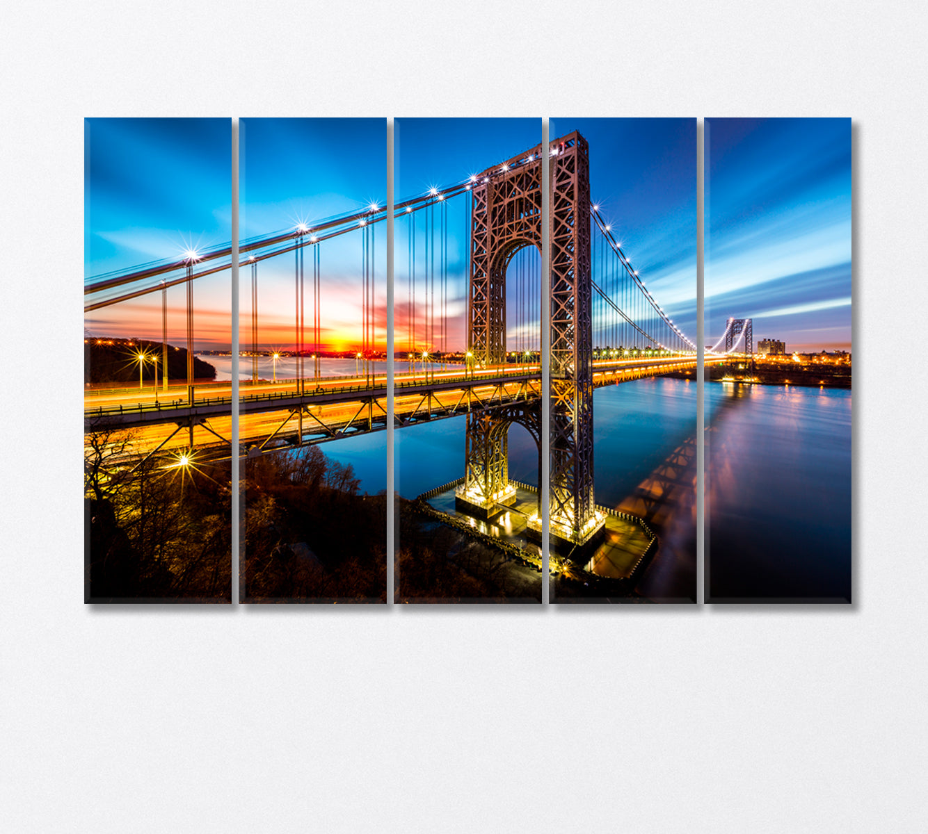 George Washington Bridge at Sunset Canvas Print-Canvas Print-CetArt-5 Panels-36x24 inches-CetArt