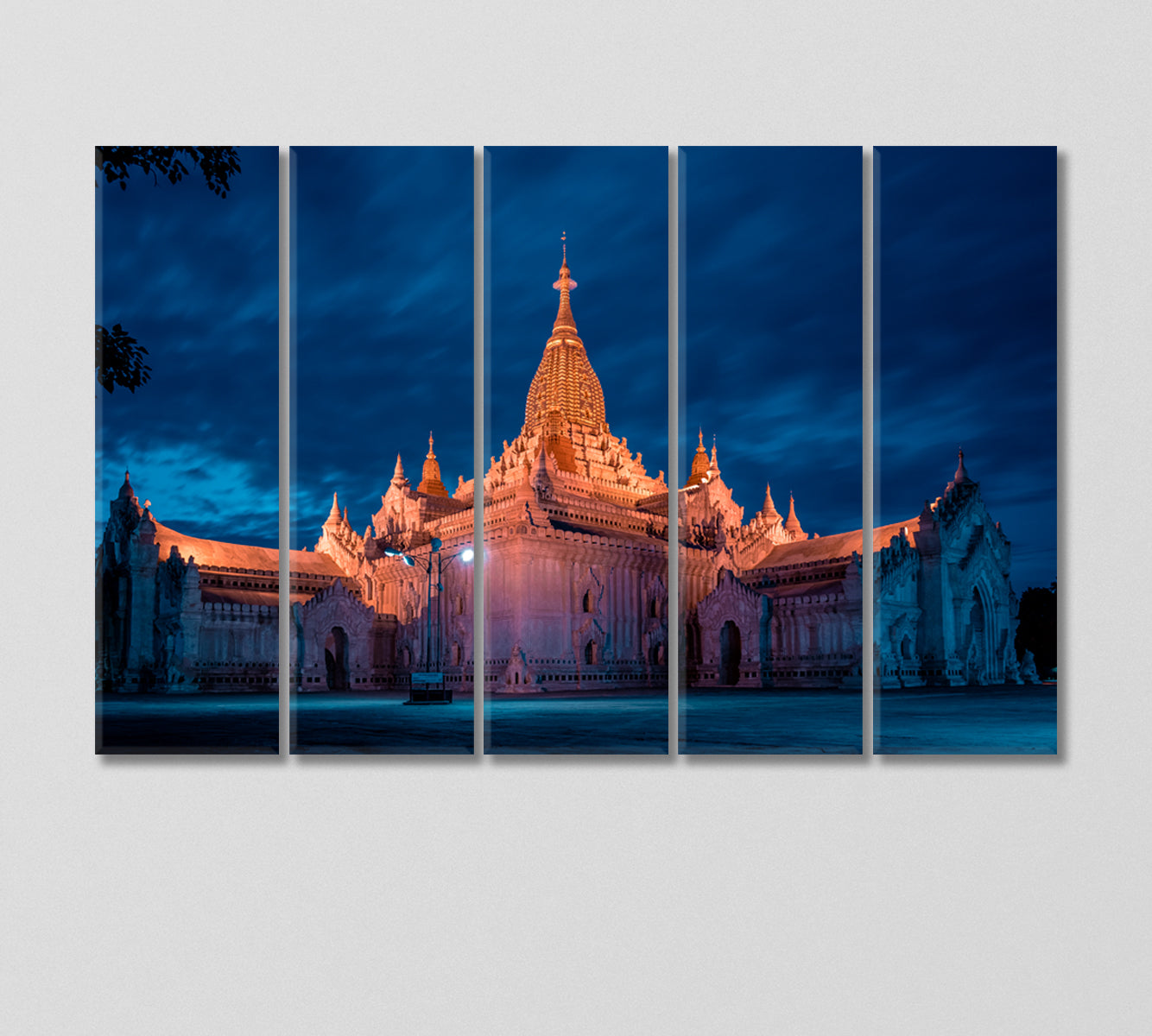 Ananda Temple at Night Myanmar Canvas Print-Canvas Print-CetArt-5 Panels-36x24 inches-CetArt