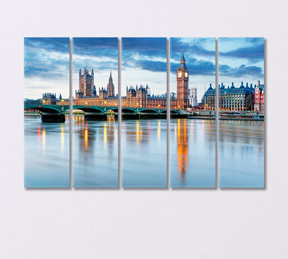 London Big Ben and Houses of Parliament UK Canvas Print-Canvas Print-CetArt-5 Panels-36x24 inches-CetArt