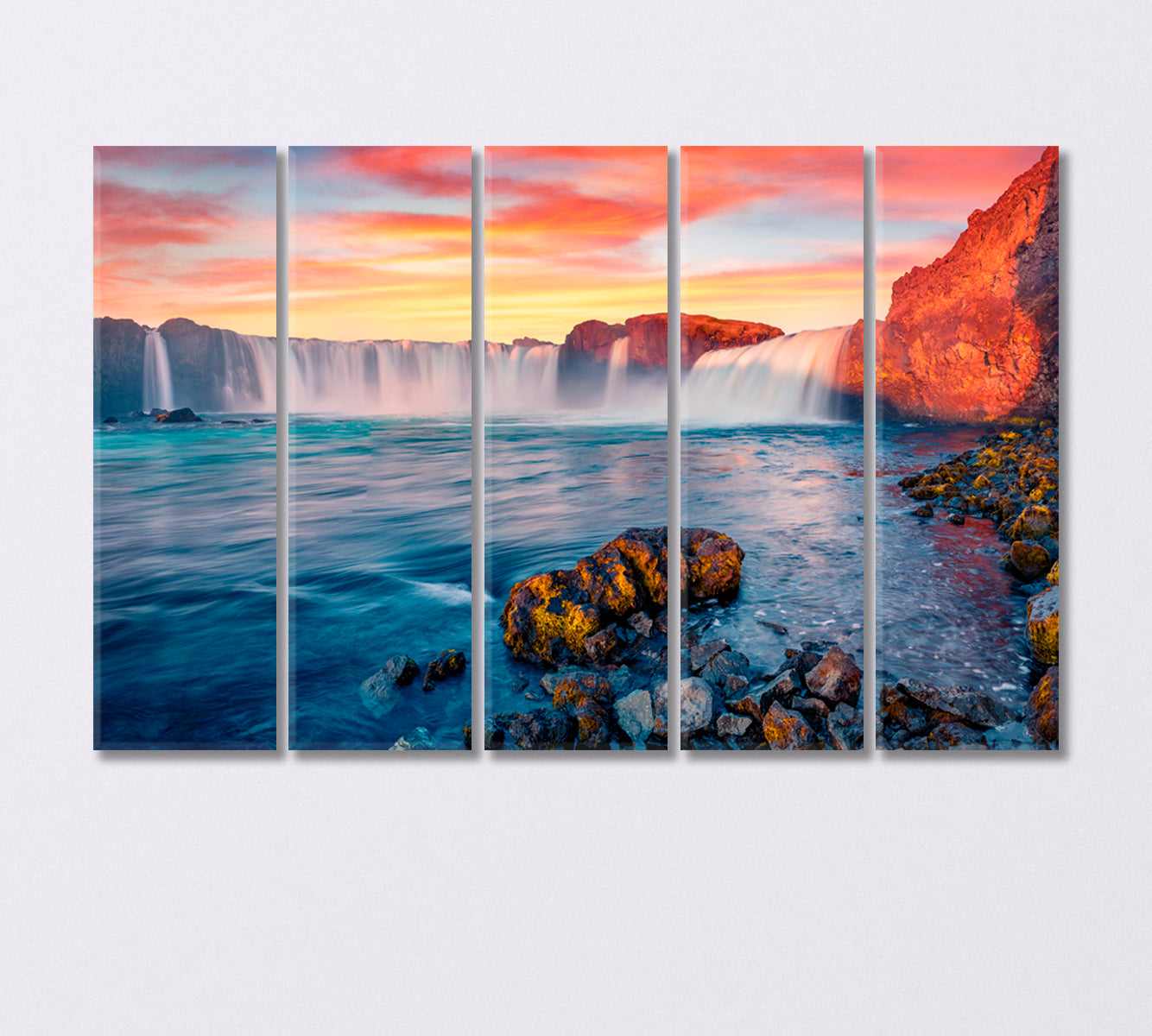 Waterfall on Skjalfandafljot River Iceland Canvas Print-Canvas Print-CetArt-5 Panels-36x24 inches-CetArt