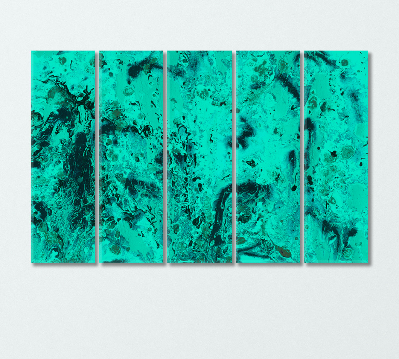 Abstract Turquoise Watercolor Splashes Canvas Print-Canvas Print-CetArt-5 Panels-36x24 inches-CetArt