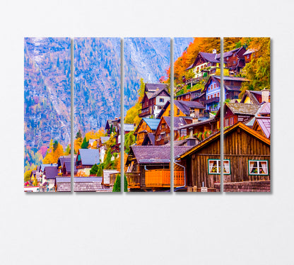 Beautiful Wooden Houses in Austria Canvas Print-Canvas Print-CetArt-5 Panels-36x24 inches-CetArt