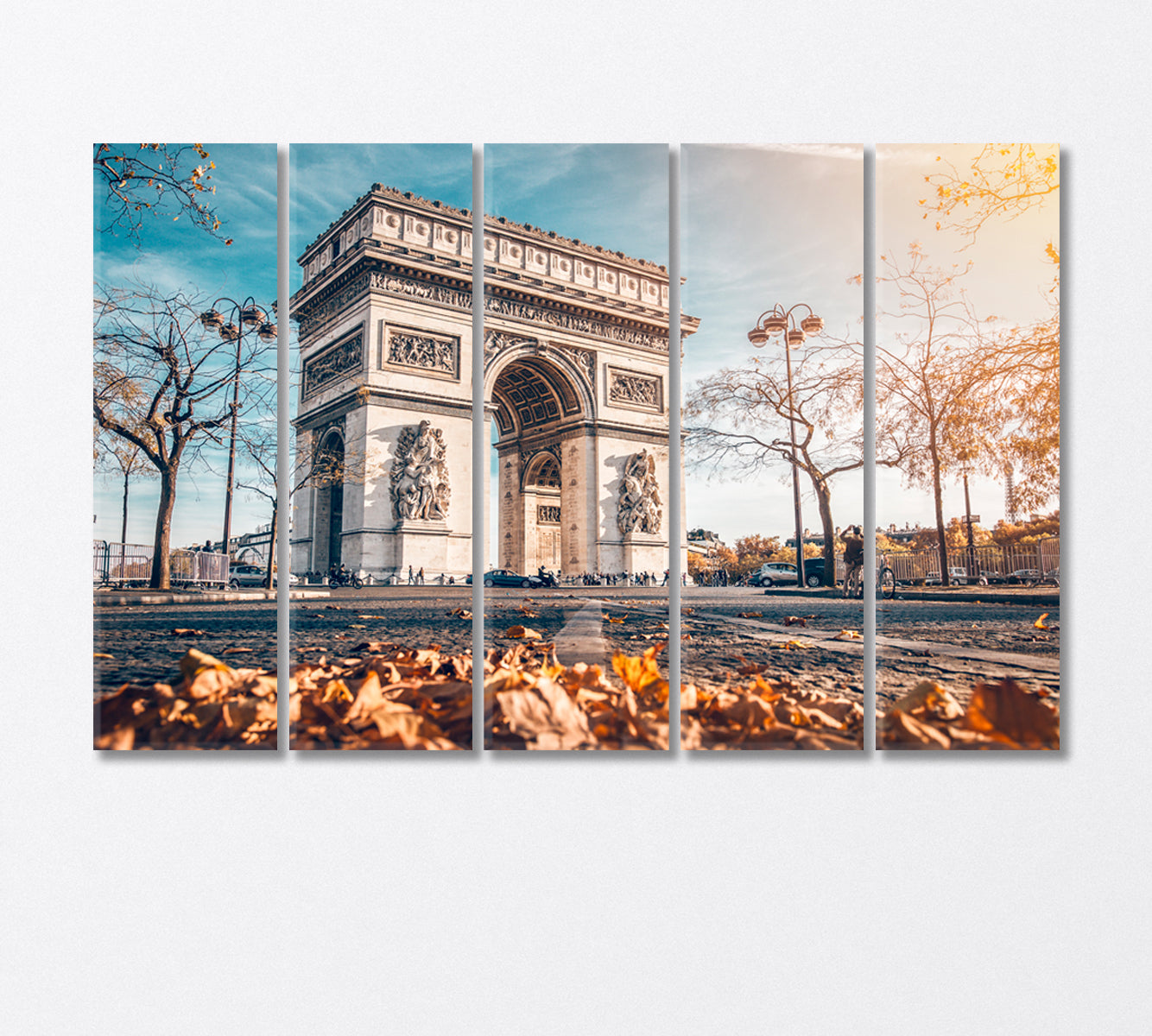 Arc De Triomphe Golden Autumn in Paris Canvas Print-Canvas Print-CetArt-5 Panels-36x24 inches-CetArt