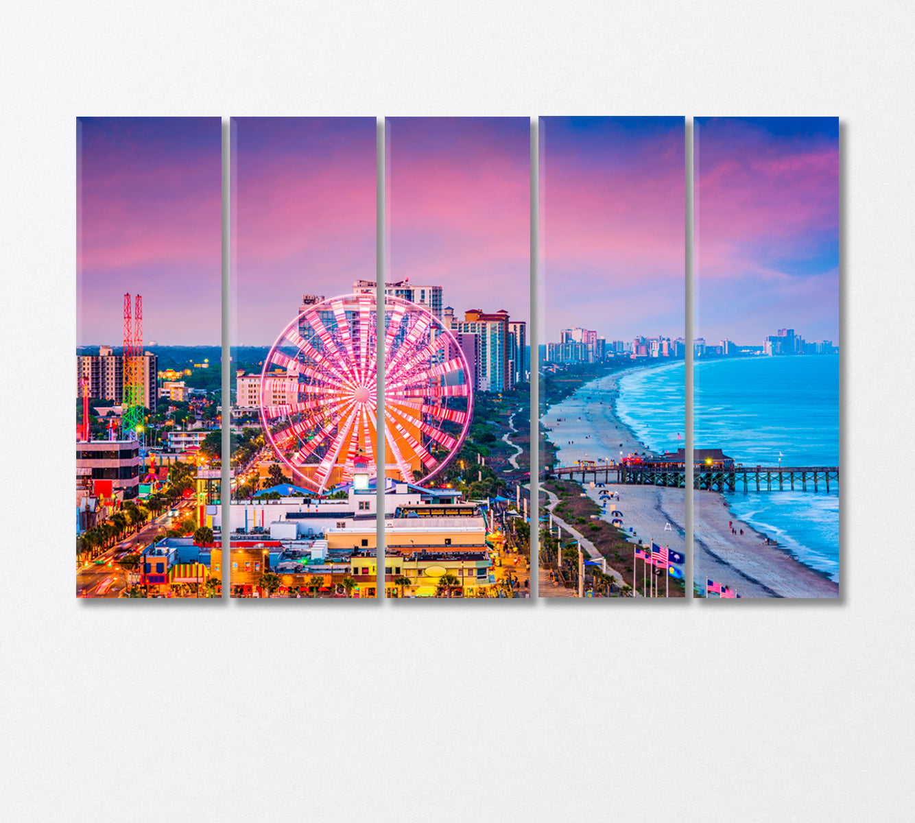 Colorful Waterfront Myrtle Beach USA Canvas Print-Canvas Print-CetArt-5 Panels-36x24 inches-CetArt