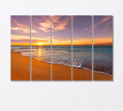 Colorful Sunrise on Ocean Beach Canvas Print-Canvas Print-CetArt-5 Panels-36x24 inches-CetArt