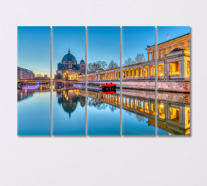 Berlin Cathedral on Museum Island and the Spree River Canvas Print-Canvas Print-CetArt-5 Panels-36x24 inches-CetArt