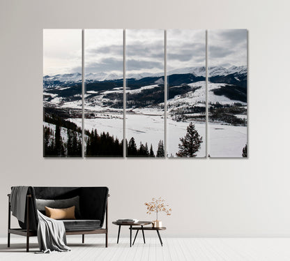 Snow Covered Mountains Colorado USA Canvas Print-Canvas Print-CetArt-5 Panels-36x24 inches-CetArt