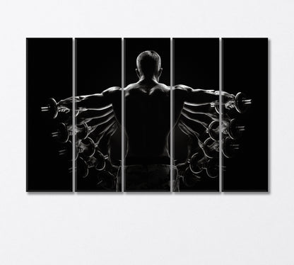 Bodybuilder Lateral Dumbbell Raise Canvas Print-Canvas Print-CetArt-5 Panels-36x24 inches-CetArt