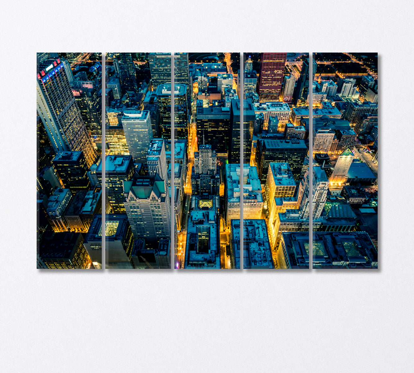 Aerial View of Chicago at Night Canvas Print-Canvas Print-CetArt-5 Panels-36x24 inches-CetArt