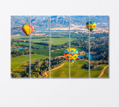 Hot Air Balloon Trip in Napa Valley USA Canvas Print-Canvas Print-CetArt-5 Panels-36x24 inches-CetArt