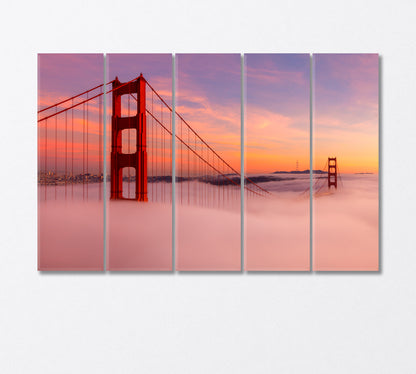 Golden Gate Bridge in the Fog San Francisco Canvas Print-Canvas Print-CetArt-5 Panels-36x24 inches-CetArt