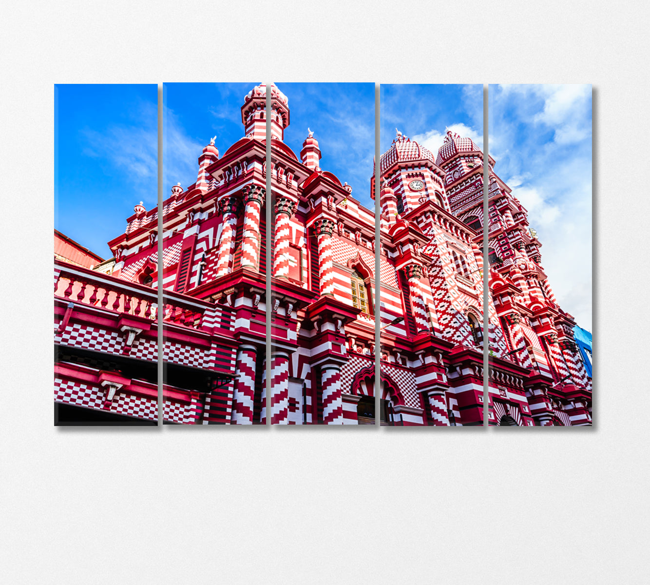 Jami Ul Alfar Mosque Colombo Sri Lanka Canvas Print-Canvas Print-CetArt-5 Panels-36x24 inches-CetArt