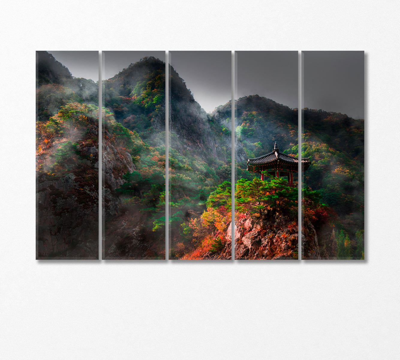 Gazebo on Top of Wollybong Mountain South Korea Canvas Print-Canvas Print-CetArt-5 Panels-36x24 inches-CetArt