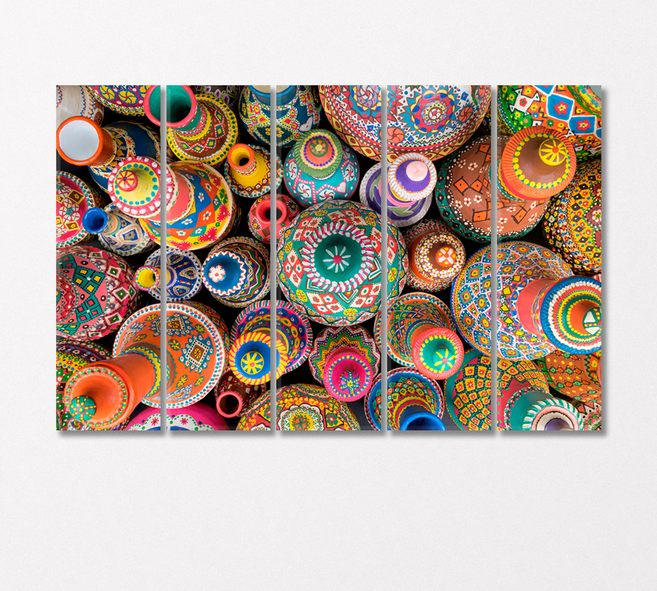 Colorful Hand Painted Ceramic Jugs Canvas Print-Canvas Print-CetArt-5 Panels-36x24 inches-CetArt
