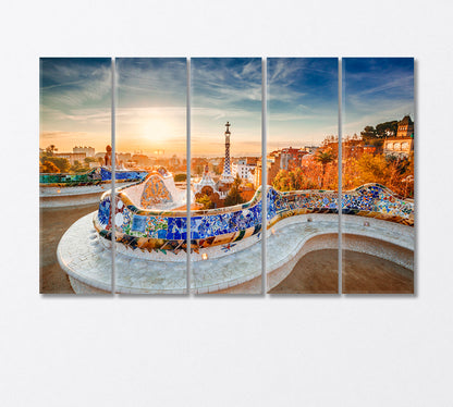 Park Guell Barcelona Canvas Print-Canvas Print-CetArt-5 Panels-36x24 inches-CetArt