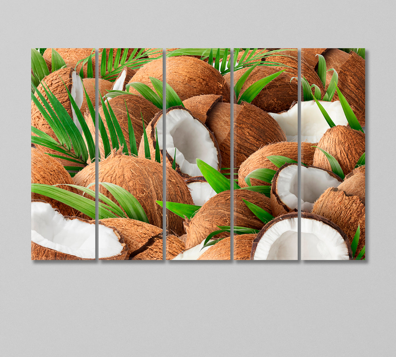 Chopped Coconuts with Palm Leaves Canvas Print-Canvas Print-CetArt-5 Panels-36x24 inches-CetArt