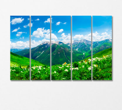 Mountain Landscape with Green Valley in Georgia Canvas Print-Canvas Print-CetArt-5 Panels-36x24 inches-CetArt