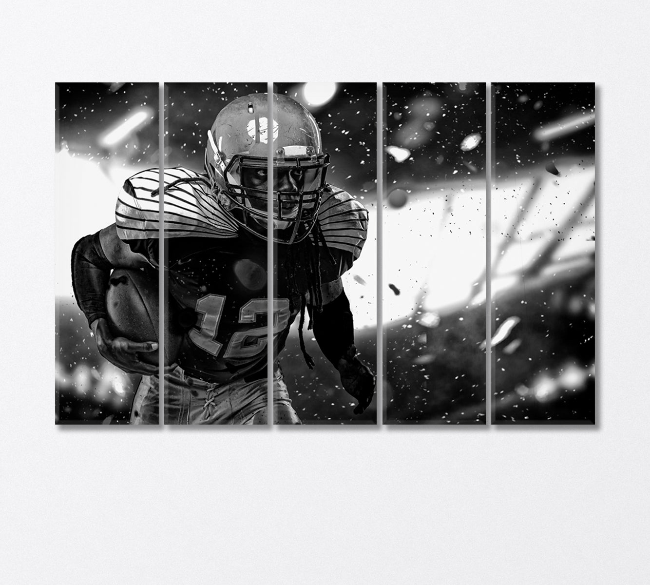 American Football Player in Black and White Canvas Print-Canvas Print-CetArt-5 Panels-36x24 inches-CetArt