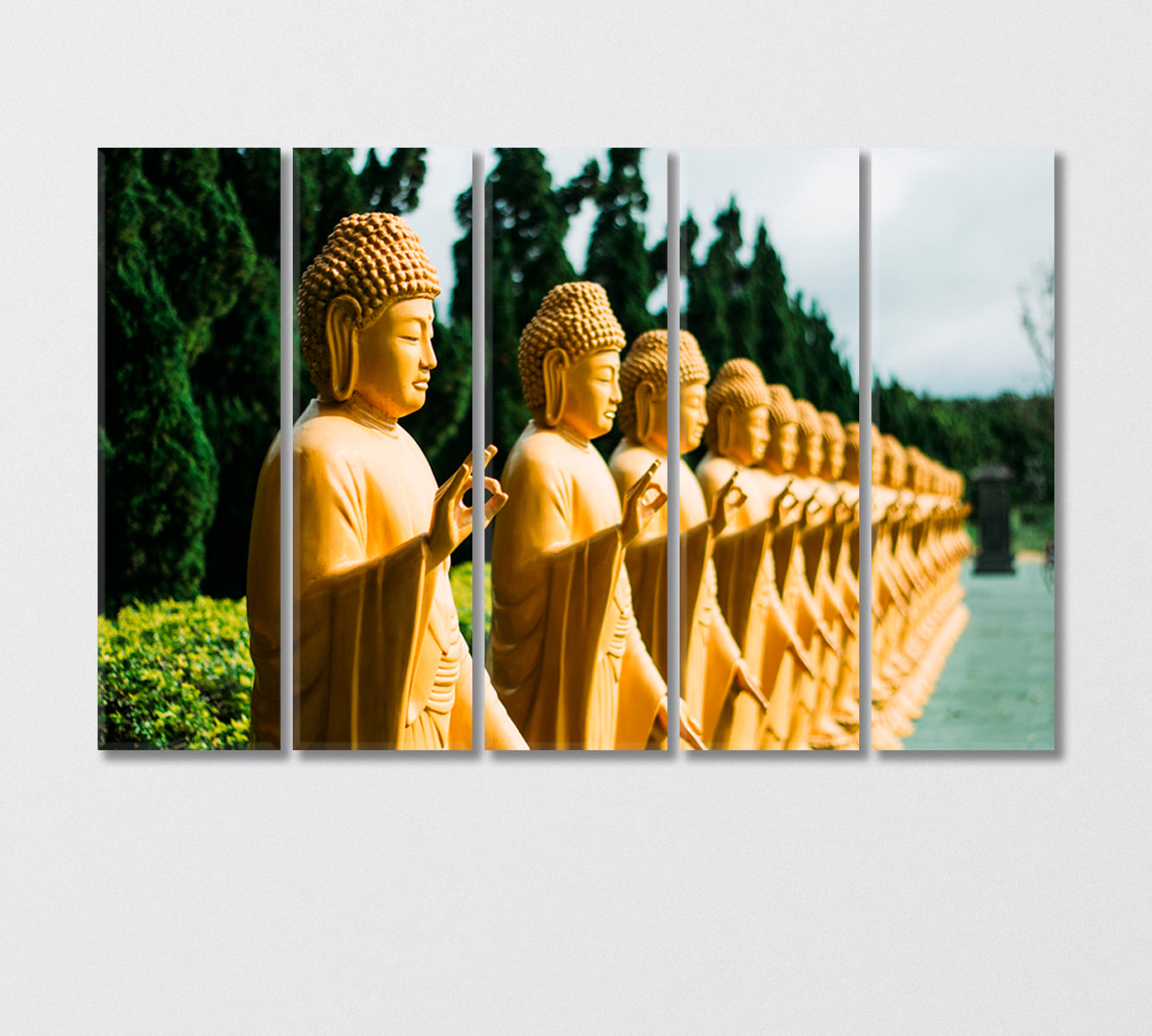 Golden Buddha Statues Canvas Print-Canvas Print-CetArt-5 Panels-36x24 inches-CetArt