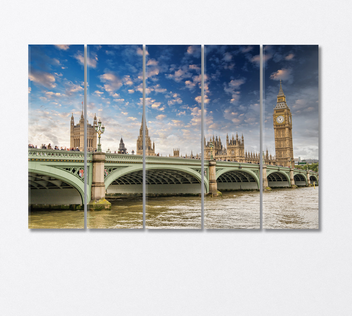 Westminster Bridge and Big Ben London Canvas Print-Canvas Print-CetArt-5 Panels-36x24 inches-CetArt