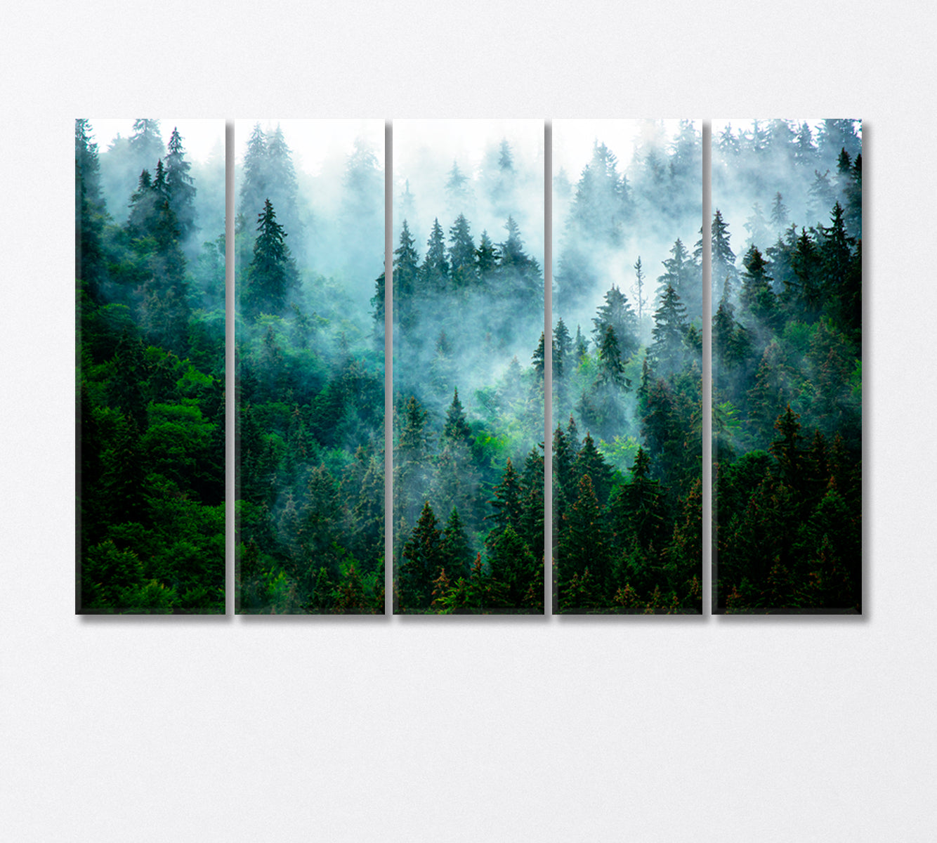 Foggy Mystical Spruce Forest Canvas Print-Canvas Print-CetArt-5 Panels-36x24 inches-CetArt