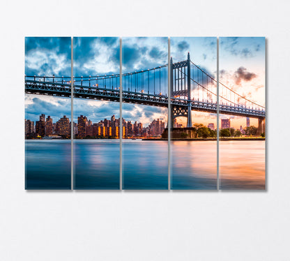 Triborough Bridge at Sunset in Queens New York Canvas Print-Canvas Print-CetArt-5 Panels-36x24 inches-CetArt