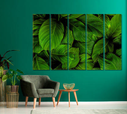 Green Tropical Leaf Canvas Print-Canvas Print-CetArt-5 Panels-36x24 inches-CetArt
