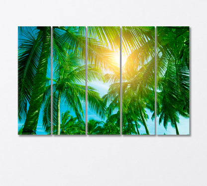 Sun's Rays Through the Palm Trees Canvas Print-Canvas Print-CetArt-5 Panels-36x24 inches-CetArt