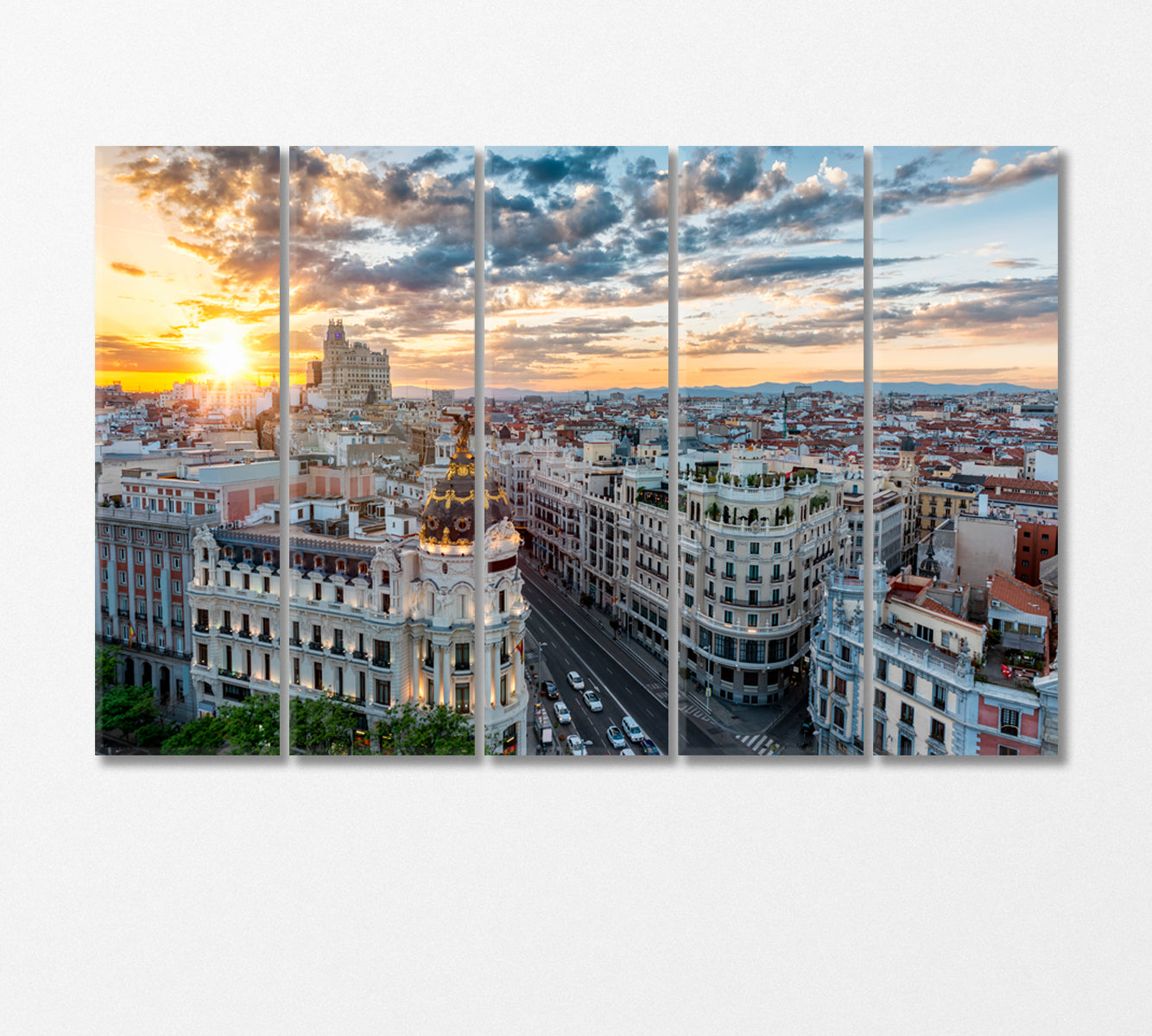 Madrid at Dusk Spain Canvas Print-Canvas Print-CetArt-5 Panels-36x24 inches-CetArt