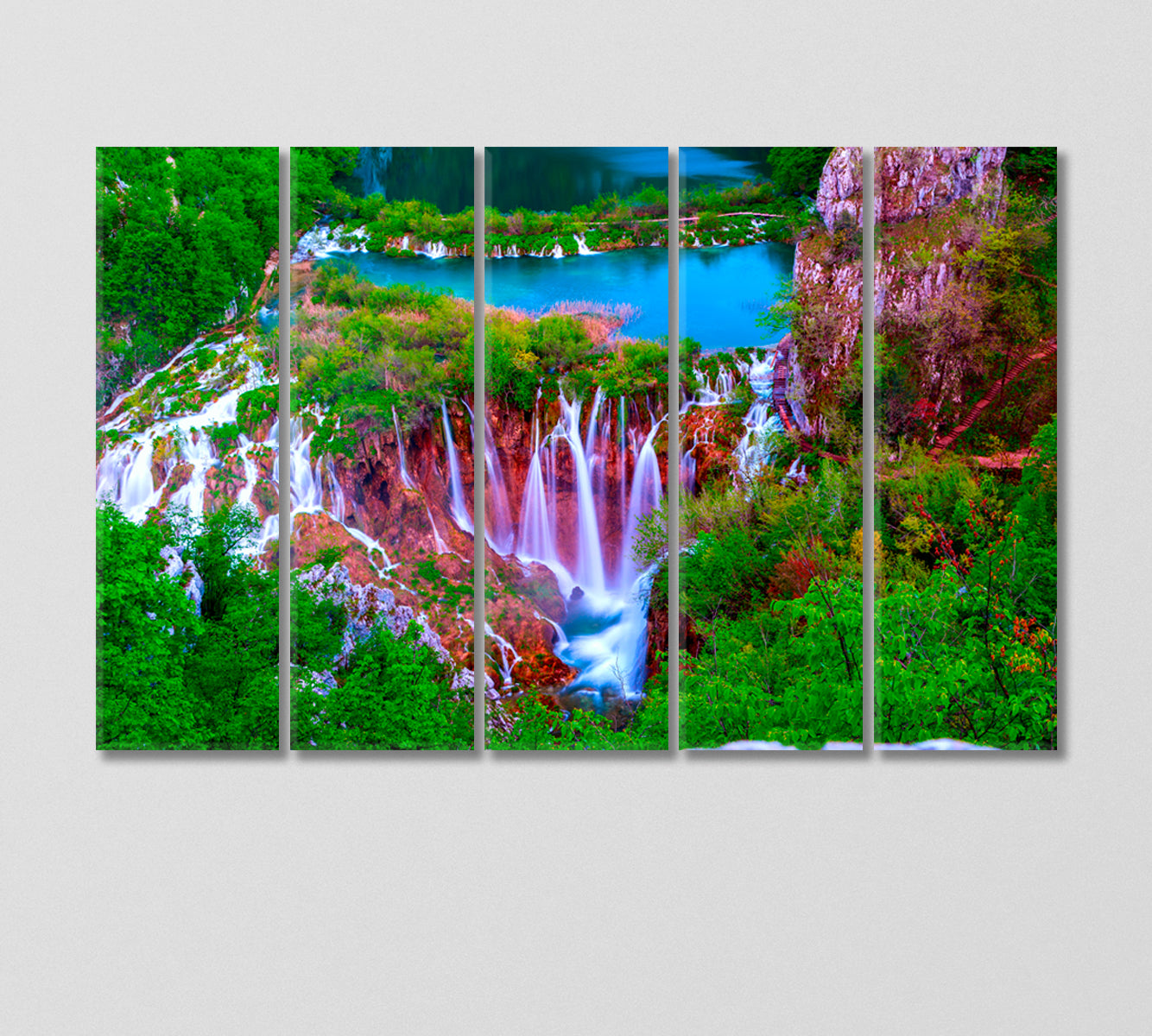 Waterfalls in Plitvice National Park Croatia Canvas Print-Canvas Print-CetArt-5 Panels-36x24 inches-CetArt