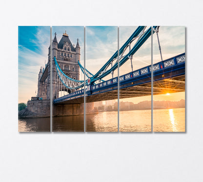Tower Bridge in Solar Flare UK Canvas Print-Canvas Print-CetArt-5 Panels-36x24 inches-CetArt