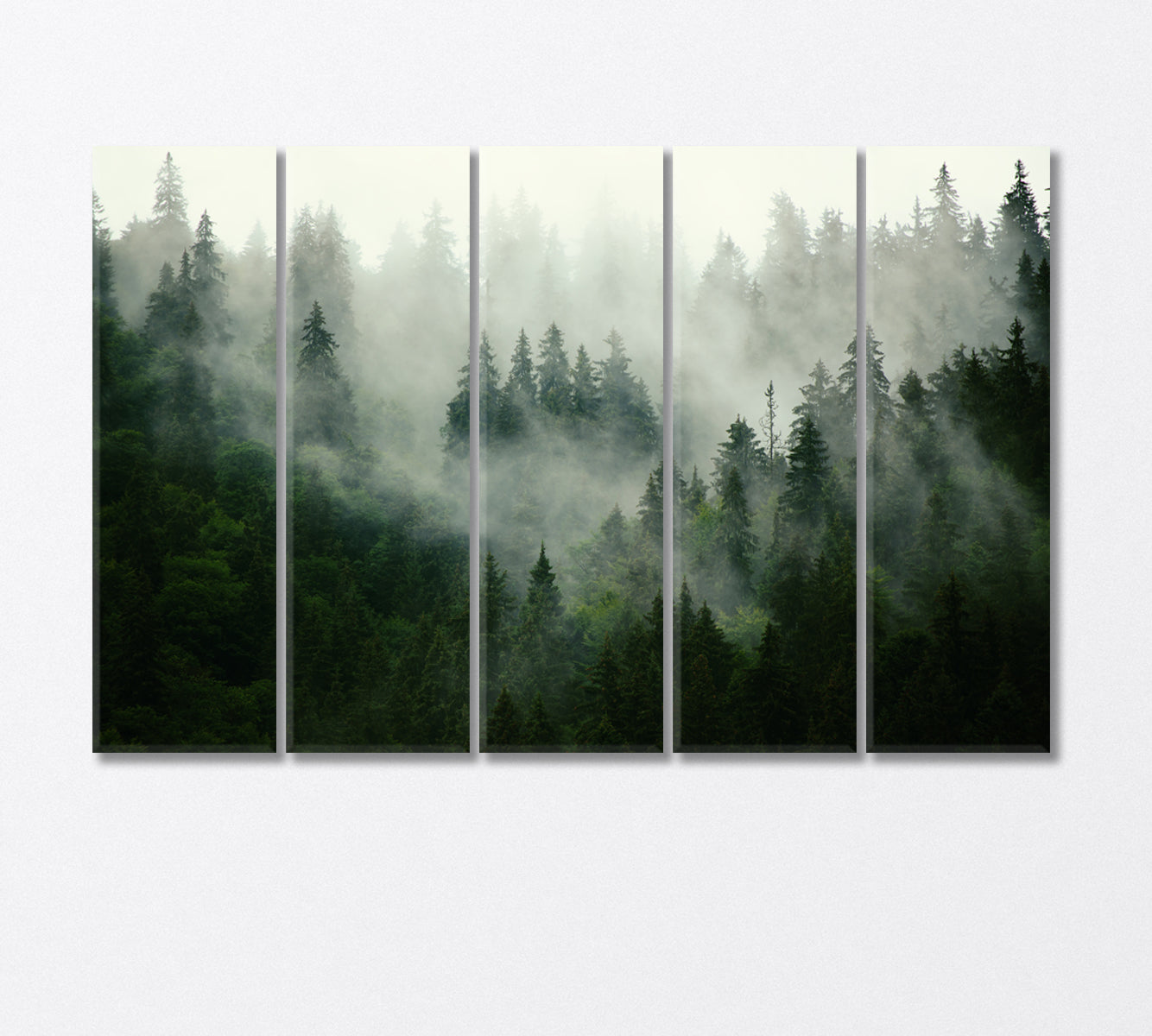 Misty Landscape with Fir Forest Canvas Print-Canvas Print-CetArt-5 Panels-36x24 inches-CetArt