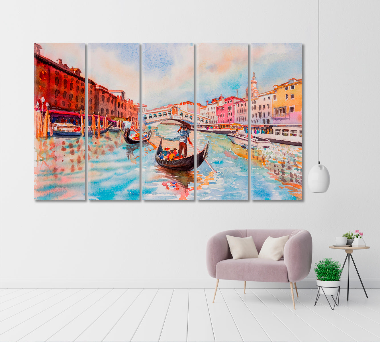 Venice Traveling In Gondola Canvas Print-Canvas Print-CetArt-5 Panels-36x24 inches-CetArt