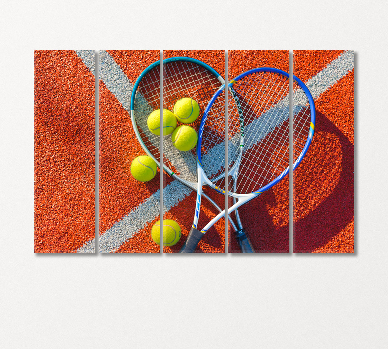 Pair of Tennis Rackets and Five Balls Canvas Print-Canvas Print-CetArt-5 Panels-36x24 inches-CetArt