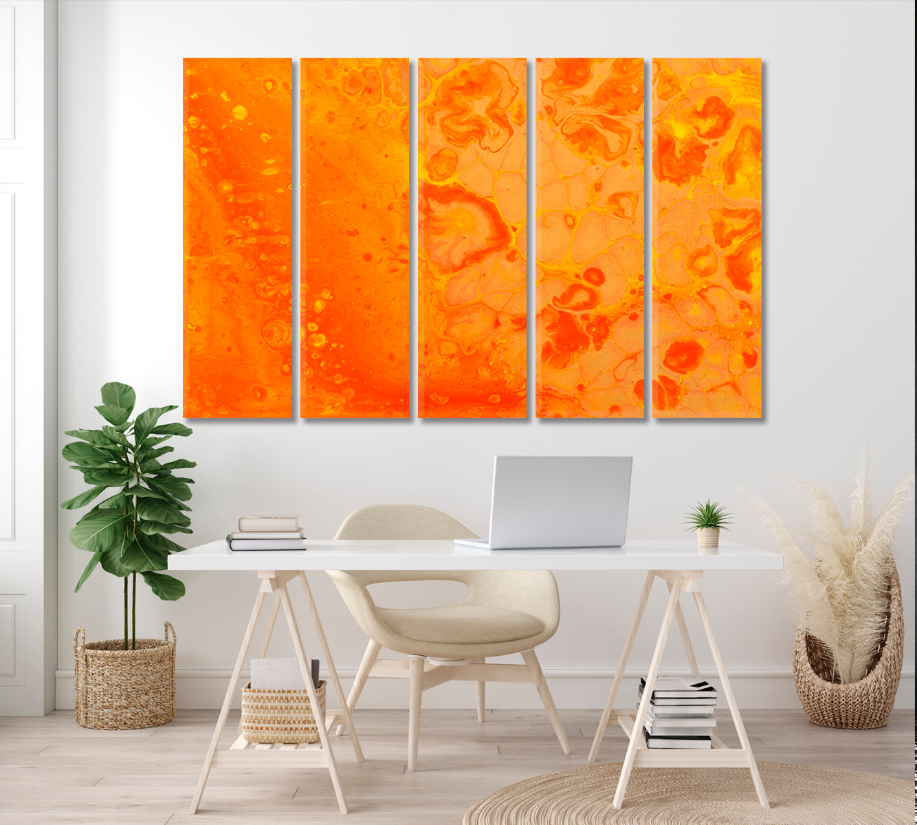 Abstract Bright Orange Watercolor Pattern Canvas Print-Canvas Print-CetArt-5 Panels-36x24 inches-CetArt