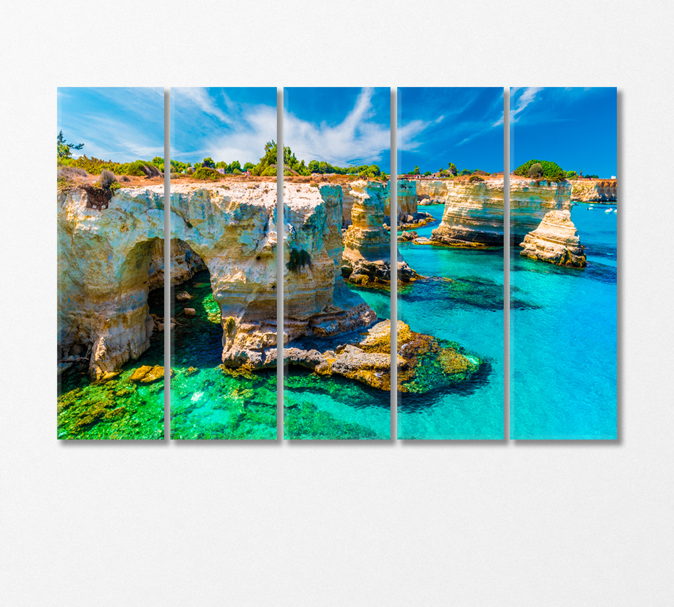 Rocky Coast Salento Italy Canvas Print-Canvas Print-CetArt-5 Panels-36x24 inches-CetArt