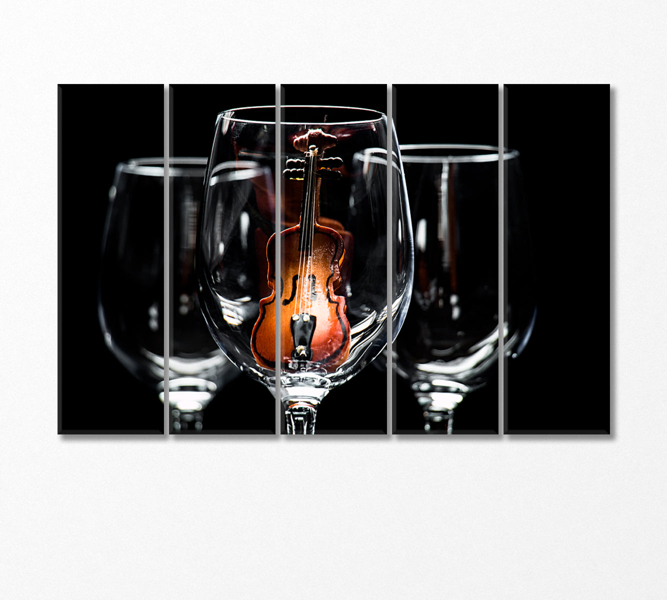 Miniature Violin in Glass Canvas Print-Canvas Print-CetArt-5 Panels-36x24 inches-CetArt