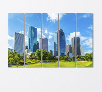 Texas Skyscrapers under the Blue Sky Canvas Print-Canvas Print-CetArt-5 Panels-36x24 inches-CetArt