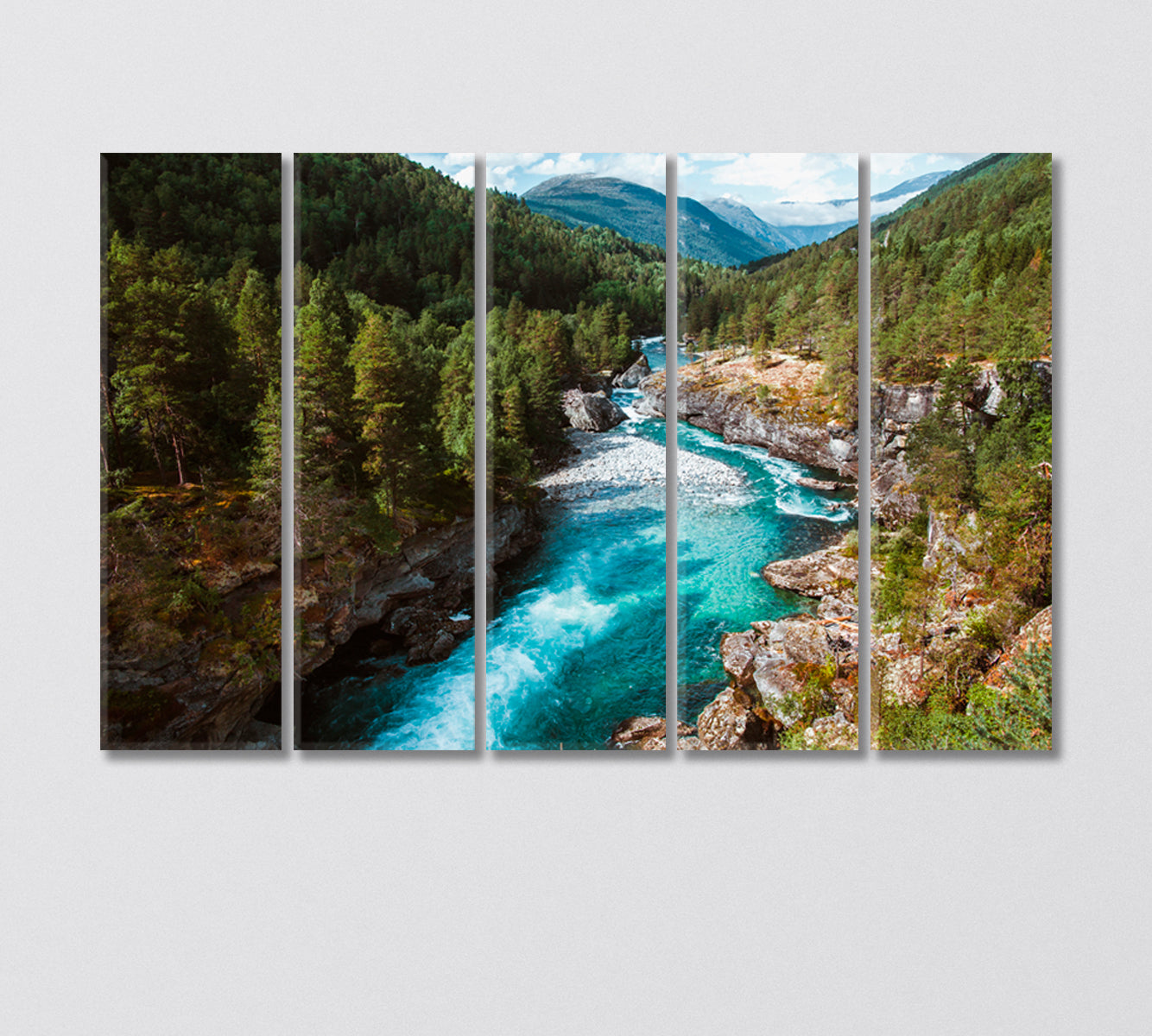 Amazing Turquoise River in Norway Canvas Print-Canvas Print-CetArt-5 Panels-36x24 inches-CetArt