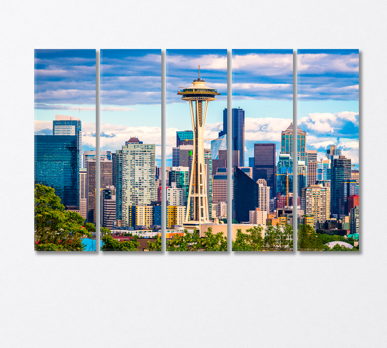 Space Needle Tower in Seattle Washington State USA Canvas Print-Canvas Print-CetArt-5 Panels-36x24 inches-CetArt