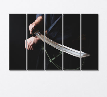 Japanese Sword in Samurai Hands Canvas Print-Canvas Print-CetArt-5 Panels-36x24 inches-CetArt