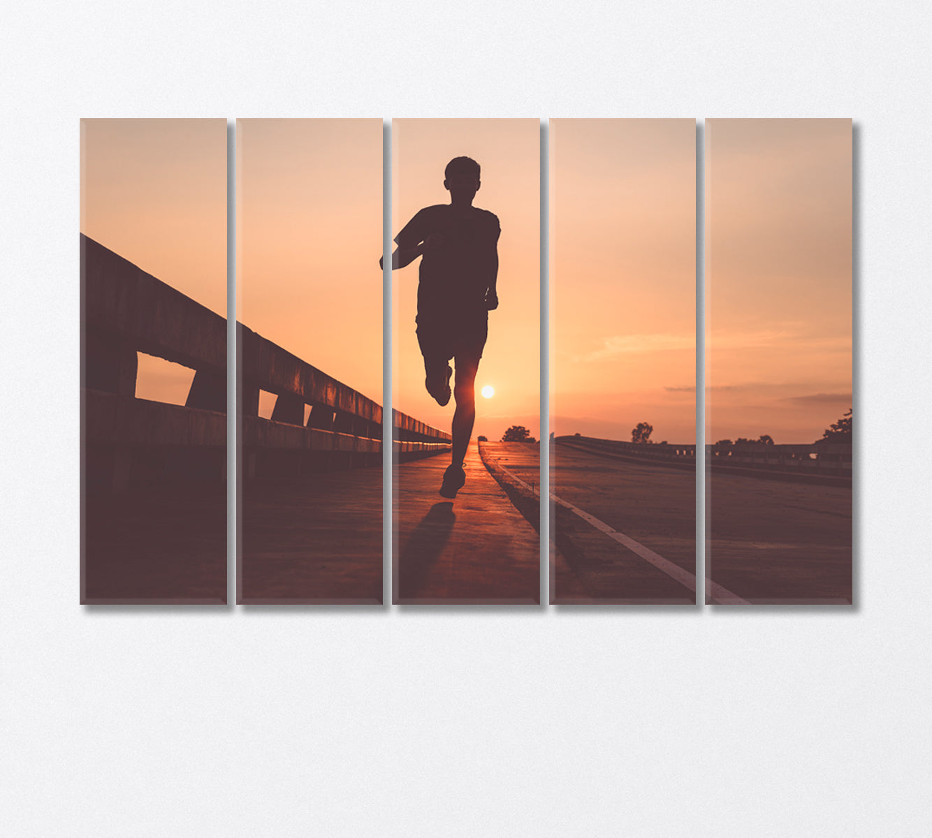 Running Athlete Outdoors in Sunset Canvas Print-Canvas Print-CetArt-5 Panels-36x24 inches-CetArt