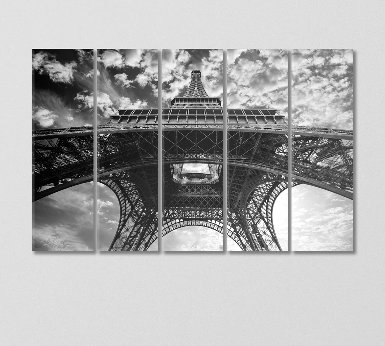 Eiffel Tower in Black White Canvas Print-Canvas Print-CetArt-5 Panels-36x24 inches-CetArt