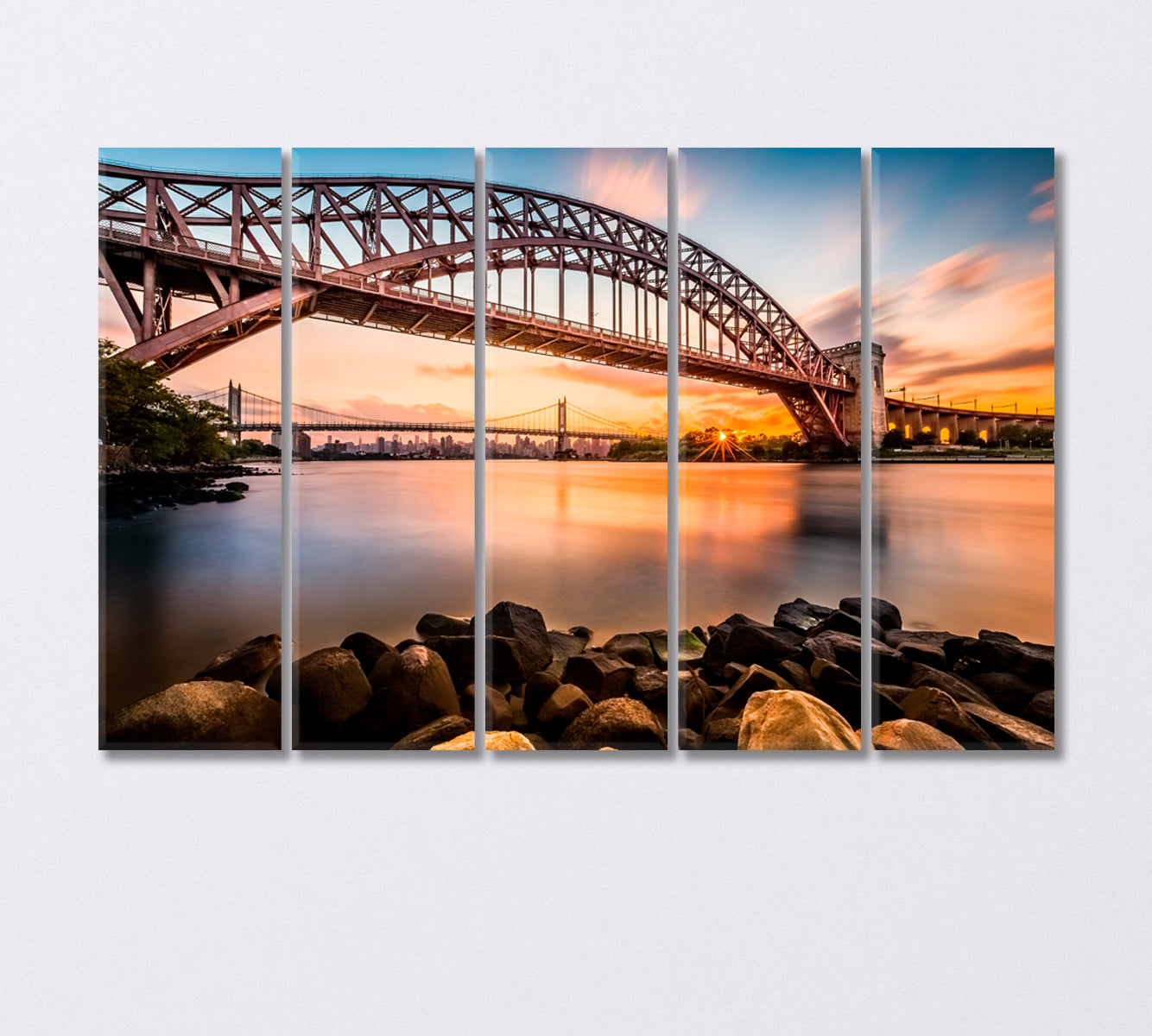 Triborough Bridge at Sunset New York Canvas Print-Canvas Print-CetArt-5 Panels-36x24 inches-CetArt