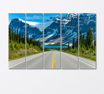 Road to the Rocky Snow Сapped Mountains Banff Park Canada Canvas Print-Canvas Print-CetArt-5 Panels-36x24 inches-CetArt