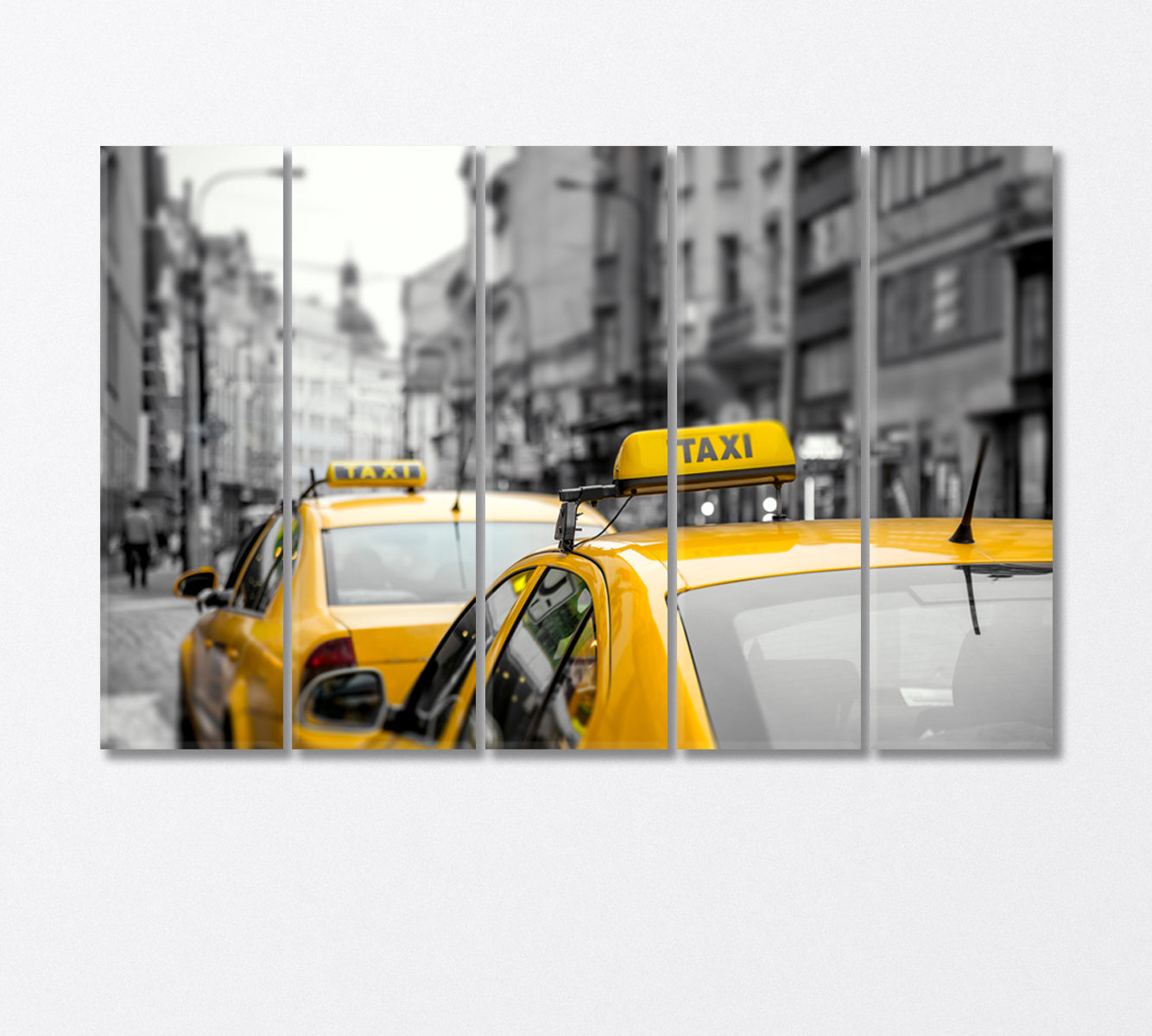 Yellow Taxis on New York Street Canvas Print-Canvas Print-CetArt-5 Panels-36x24 inches-CetArt
